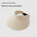 UPF 50+ Foldable Wide Brim Straw Visor Hat – Beach Sun Hat Straw Sun Visor Hat Qst Beige