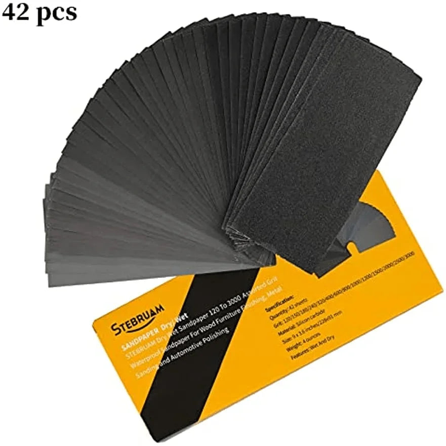 Wet & Dry Sandpaper Set – Wood, Metal & Auto Finishing Sandpaper Set Qme