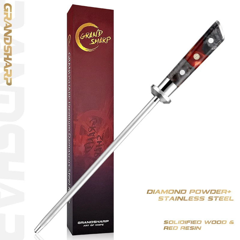 10" Diamond Knife Sharpening Rod – 600 Grit Professional Stick Knife Sharpening Rod Qst 10 inch