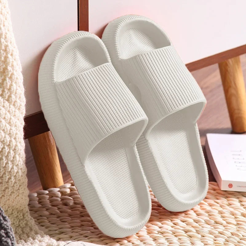 Women's Thick Platform Cloud Slippers EVA Non-Slip Slides Platform Cloud Slippers Qme A-White 3.5cm 40-41 (fit 39-40)