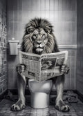 Funny Animal Toilet Canvas Wall Art – Bathroom Humor Poster Canvas Wall Art Qst Light Grey 50x70cm Unframed