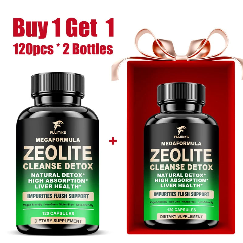 Pure Zeolite Detox Capsules – Non-GMO Cleanse & Clarity Detox Supplement Qst 120pcs-2 Bottles