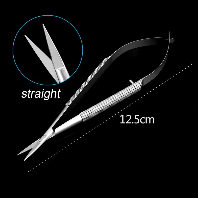 Micro Castroviejo Scissors – Curved & Straight Stainless Steel Precision Hand Scissors Qme 12.5cm Straight