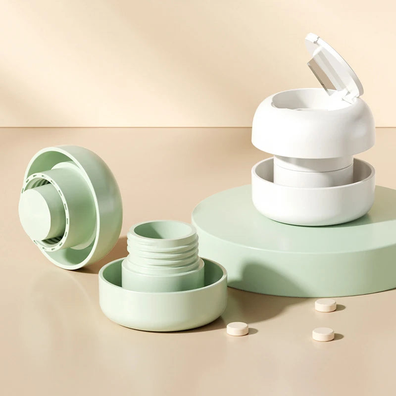 2-in-1 Pill Cutter & Grinder Organizer – Stainless Steel Pill Cutter Organizer Qst
