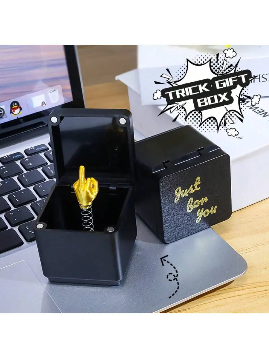 3D Printed Middle Finger Surprise Prank Box – Funny Novelty Gift Novelty Prank Statue Qme
