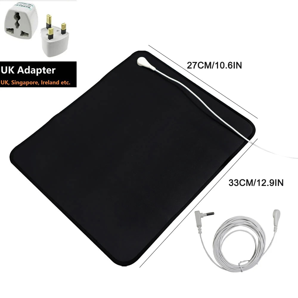 Grounding Mouse Pad Mat – Conductive Vegan Leather & 15ft Cord Earthing Grounding Mat Qst with UK apdater