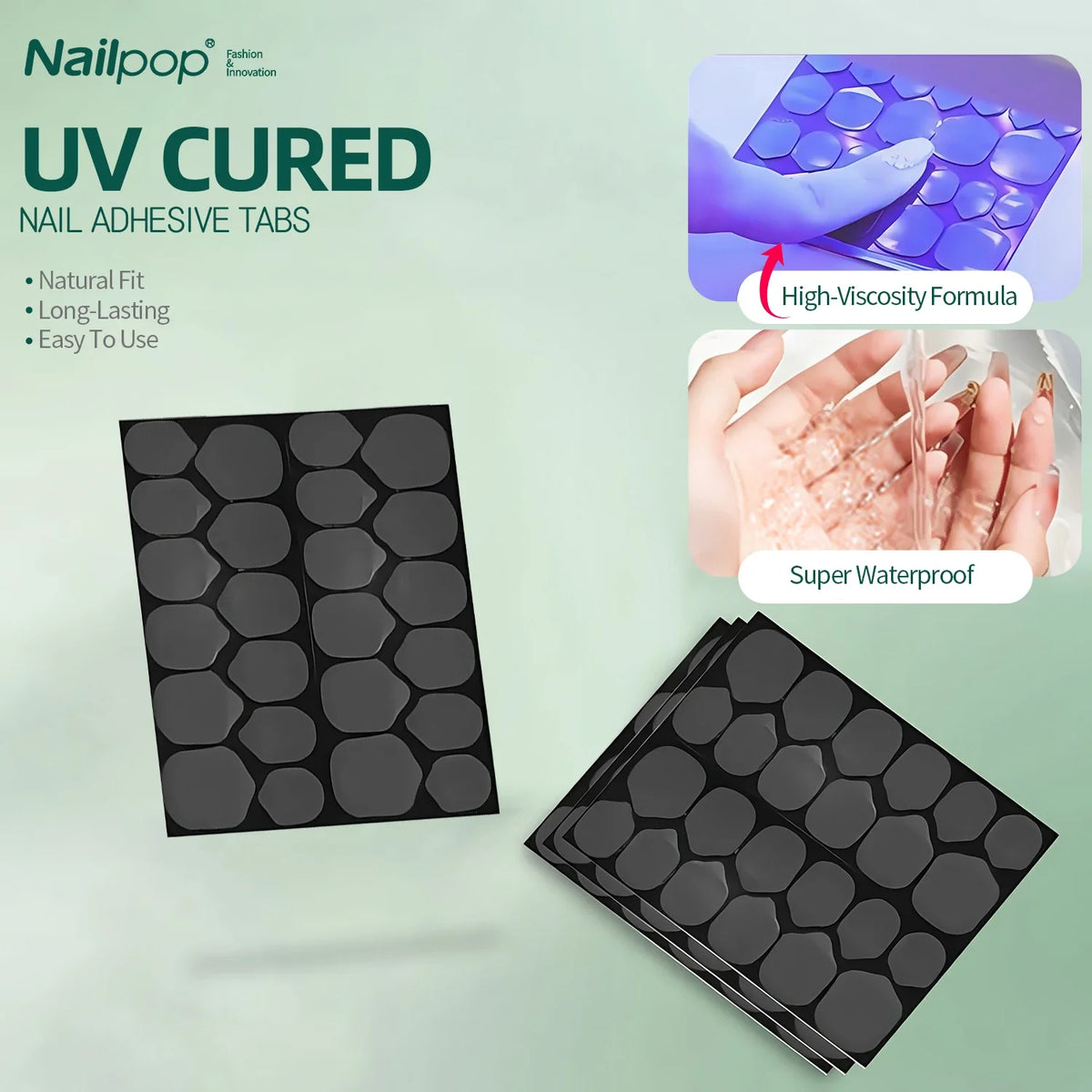 Nailpop UV Cured Nail Adhesive Tabs – Breathable Double-Sided Nail Adhesive Tabs Qme