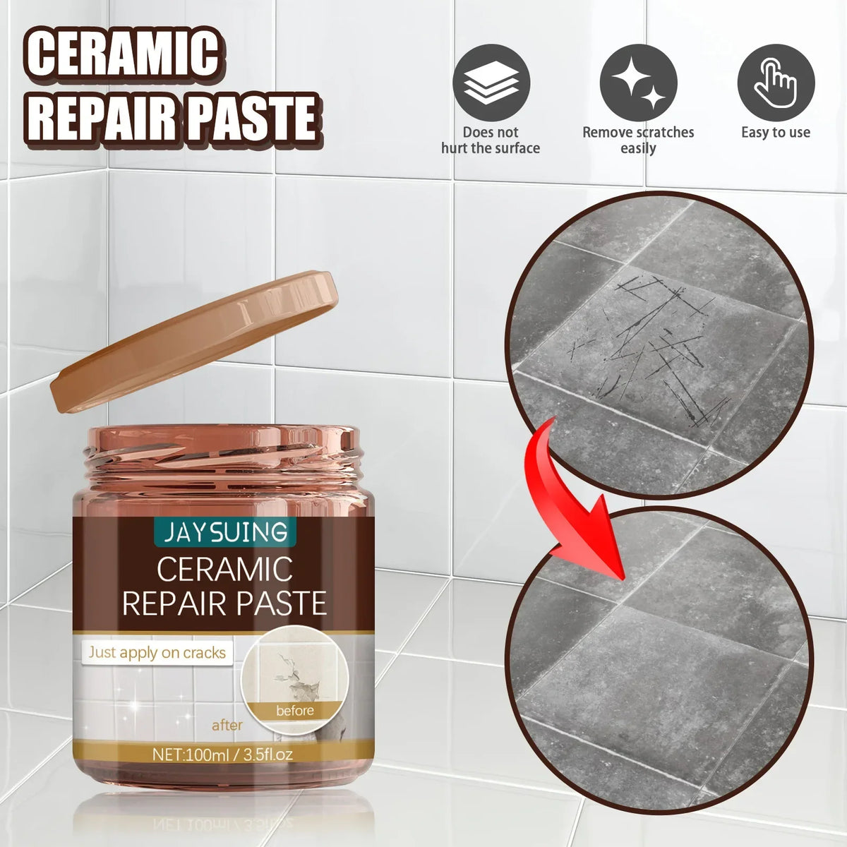 Tile Repair Agent – Porcelain, Marble & Ceramic Crack Filler Tile Repair Filler Qme