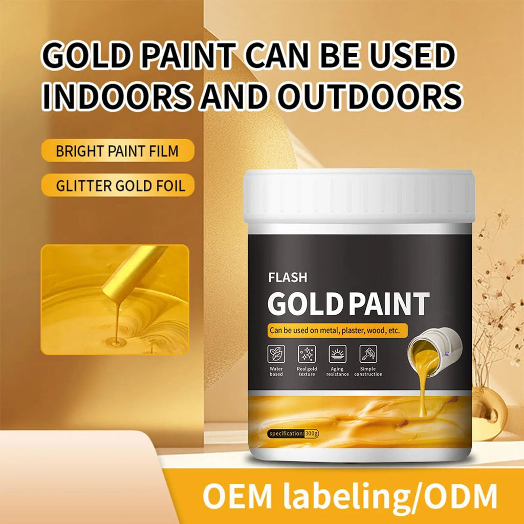 Liquid Gold Foil Paint – Non-Fading Metallic Paint for Wood & Plaster Metallic Craft Paint Qme