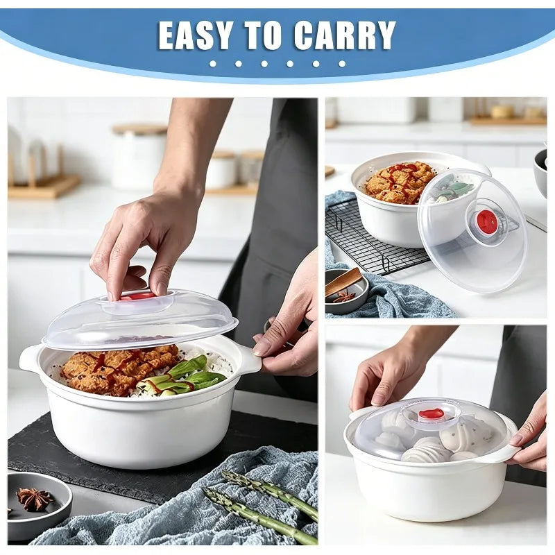 Microwave Safe Plastic Bowl with Fresh-Keeping Lid | Food-Grade Microwave Bowl with Lid Qme