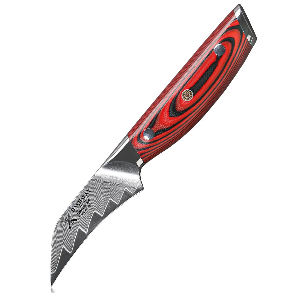 DASHWAY 3" Damascus Steel Paring Knife – VG10, G10 Handle Damascus Paring Knife Qst Paring Knife 3 inch