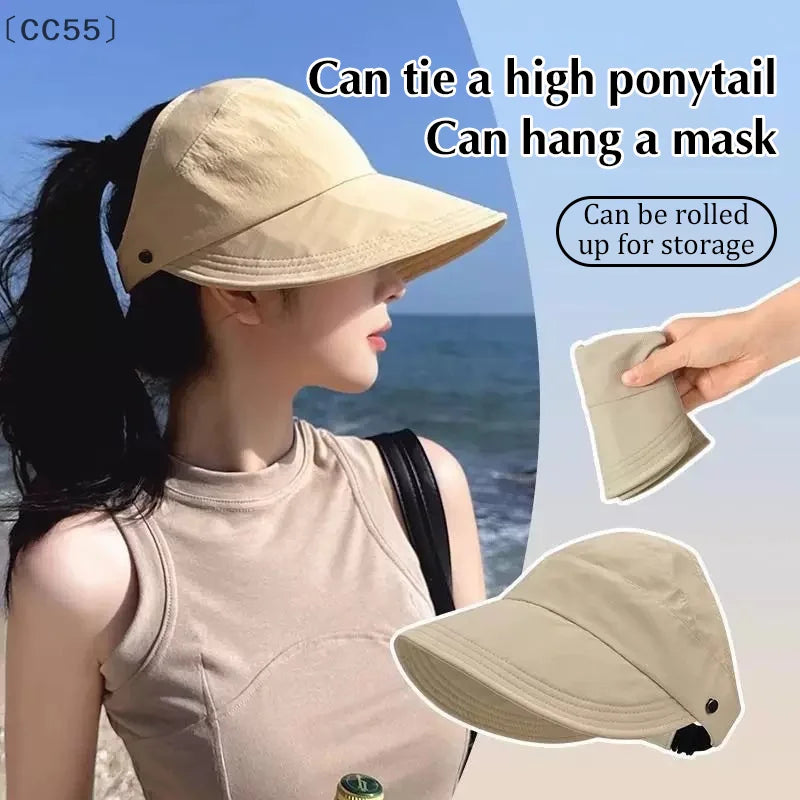 Women's UPF50+ Quick Dry Hollow Top Outdoor Sun Visor Hat Sun Visor Hat Qst