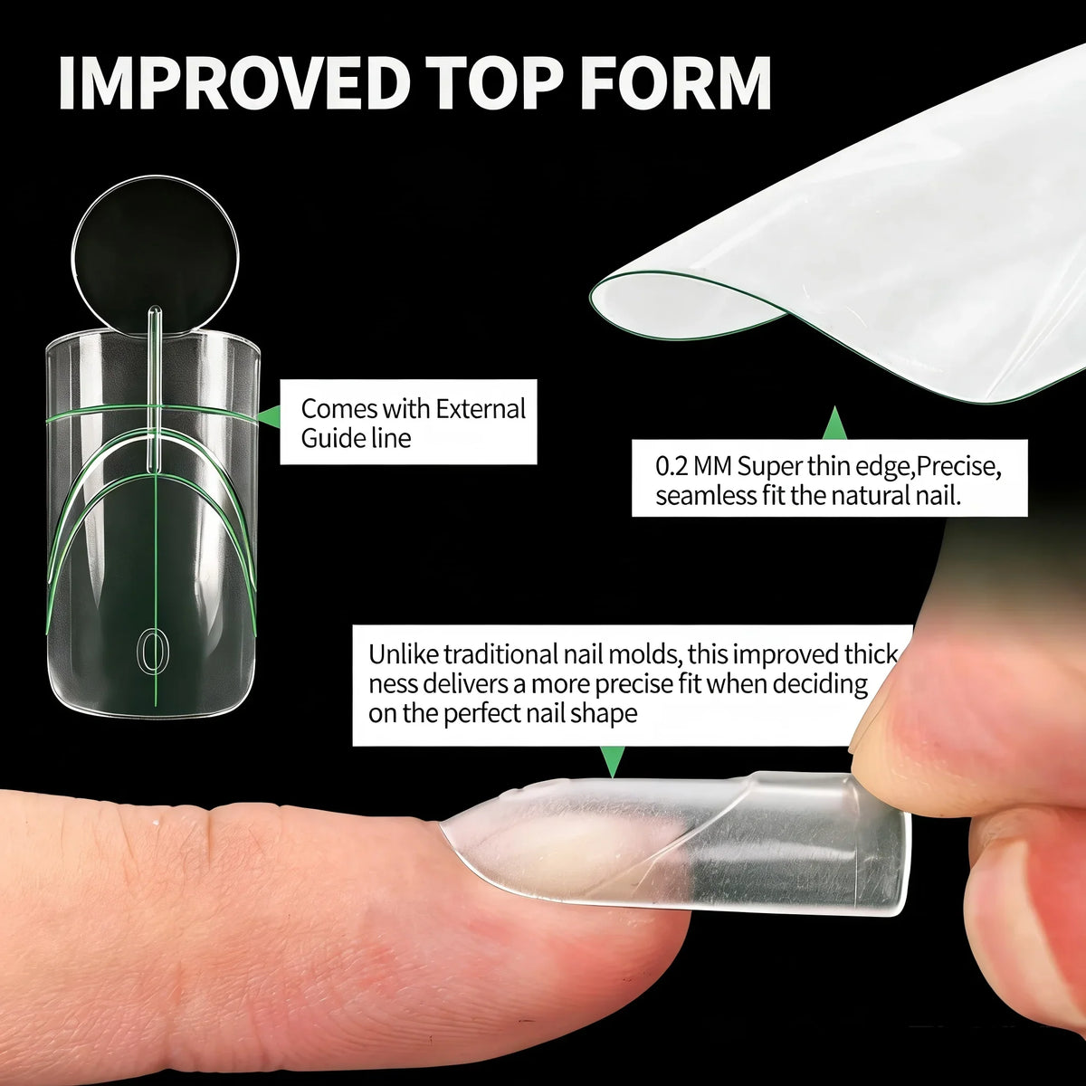 Nailpop French Line Dual Forms Nail Tips 14 Sizes 140pcs Nail Extension Forms Qme