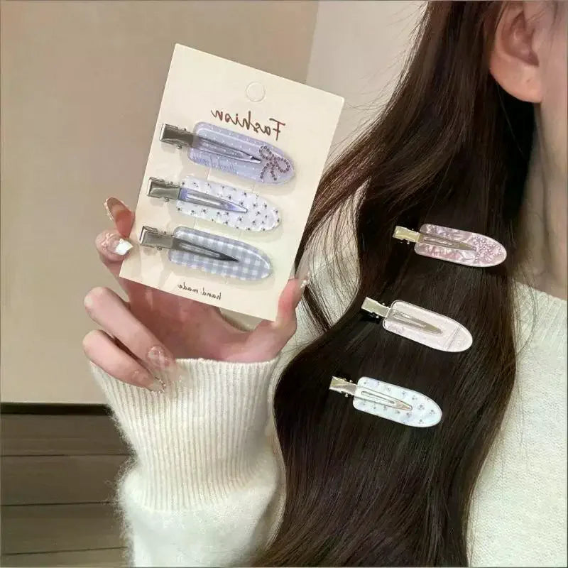 Korean Rhinestone Love Hairpin Side Bangs Clip – 4 Colors Rhinestone Hair Clip Qme