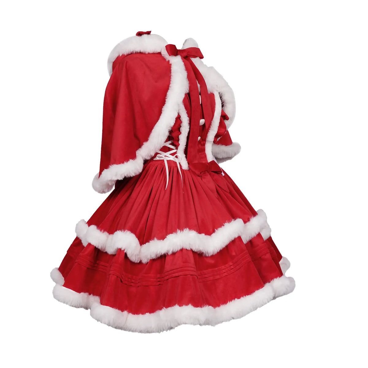 Women's Christmas Santa Lolita Dress – Red, Green & Purple Christmas Costume Dress Qme