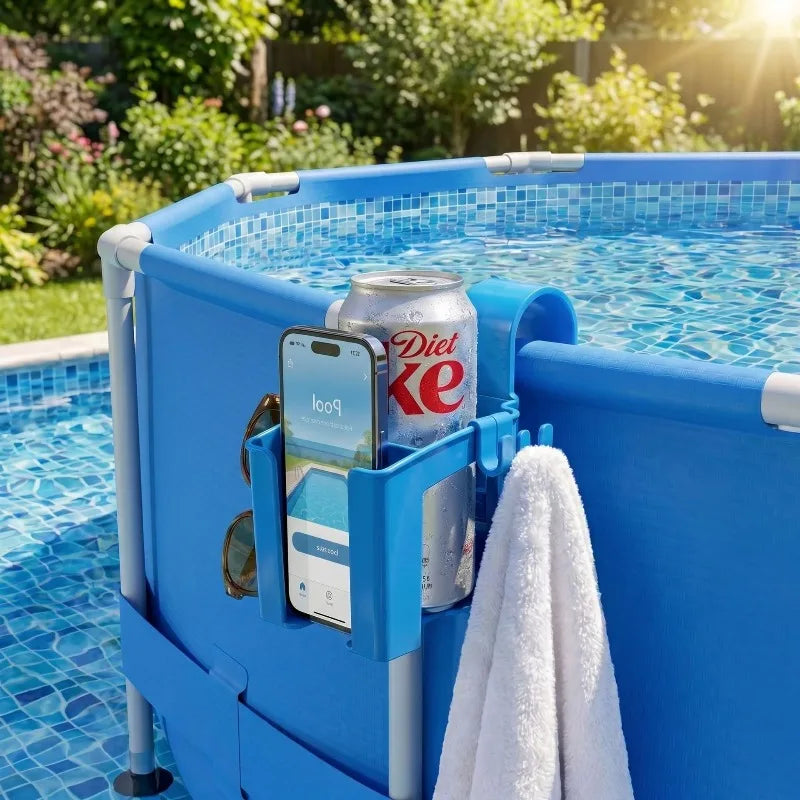 Multi-Function Pool Caddy Cup Holder Phone Stand & Towel Hook Pool Caddy Organizer Qme