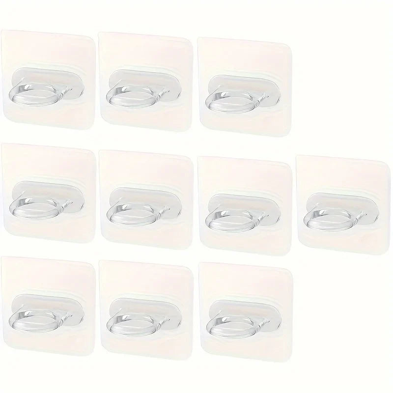 Nail-Free Adhesive Hooks for Bathroom & Kitchen | 10-Pack Adhesive Wall Hooks Qme 10pcs