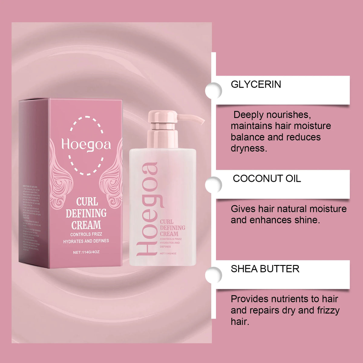 Hoegoa Curl Defining Cream – Shea Butter & Coconut Oil, 140g Curl Defining Cream Qst