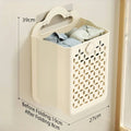 Large Folding Bathroom Laundry Basket | Wall-Mounted Storage Folding Laundry Basket Qme Cream White-Large