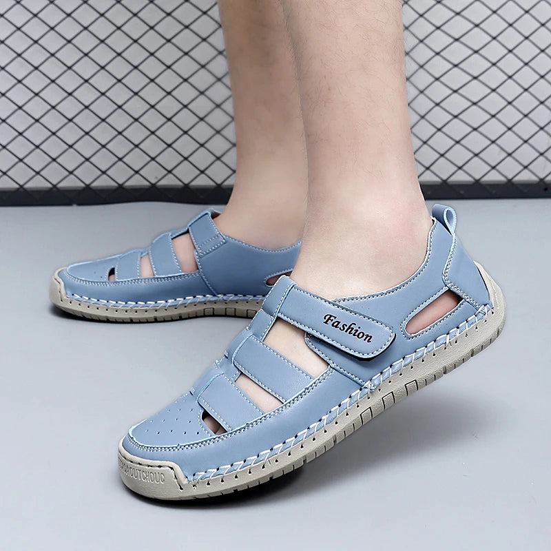Women's Leather Flat Sandals – Roman Gladiator Beach Shoes Women's Flat Sandals Qst