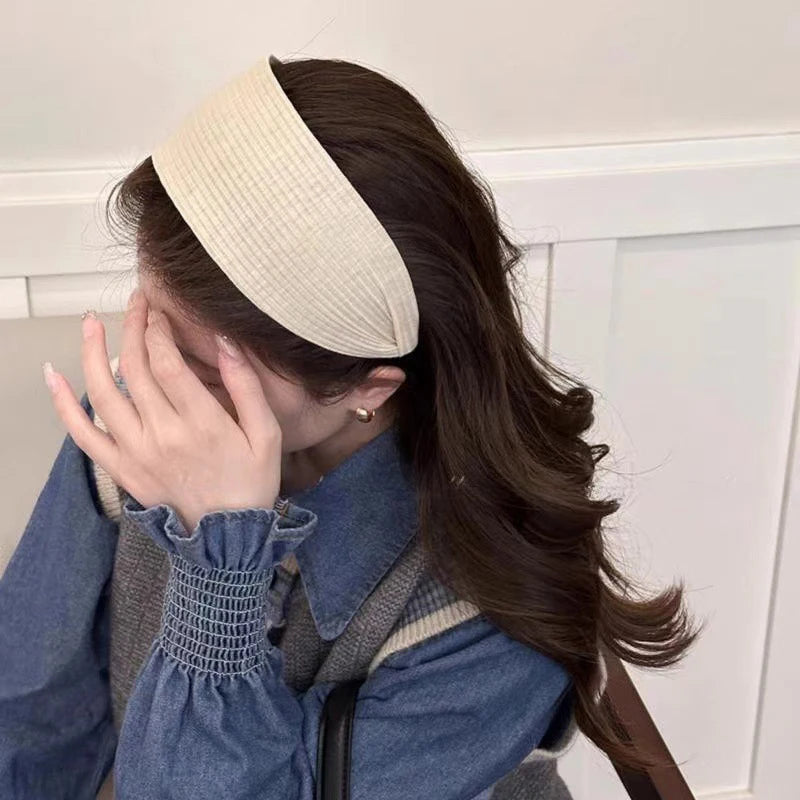 Women's Wide Non-Slip Solid Color Headband Hair Band Women's Headband Qst White