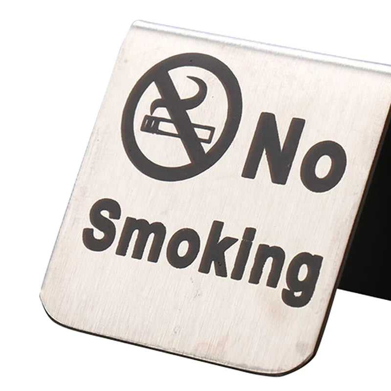 No Smoking Tabletop Sign | Double-Sided Stainless Steel Plaque Tabletop Warning Sign Qme