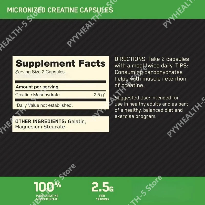 Creatine Monohydrate 60 Capsules – Non-GMO Gluten-Free Creatine Supplement Qst