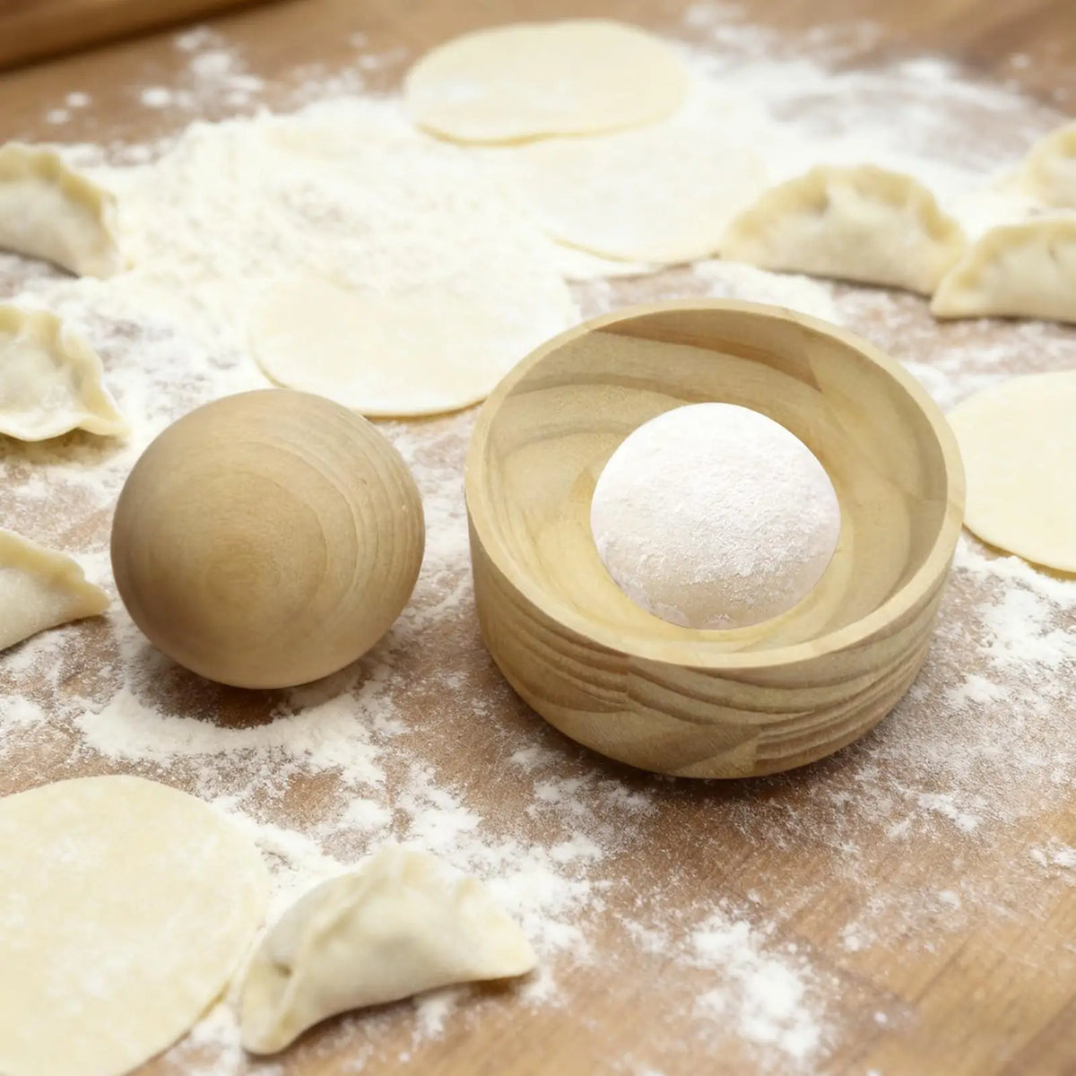 Wooden Dumpling Skin Press & Dough Wrapper Mold Tool Dough Press Mold Qme
