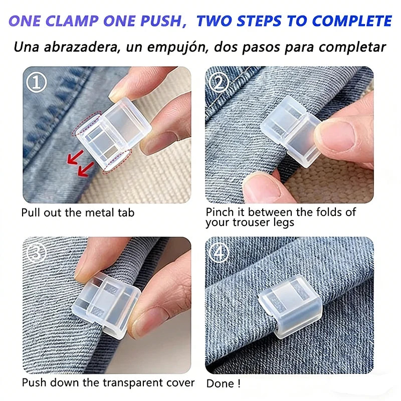 Invisible Pants Hem Shortening Clips – No-Sew Quick Fix 4 Pack Hem Shortening Clips Qme