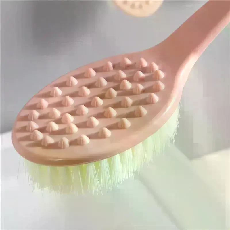 Long Handle Back Brush – Soft Bristles & Massage Nodes for Shower Shower Back Brush Qme