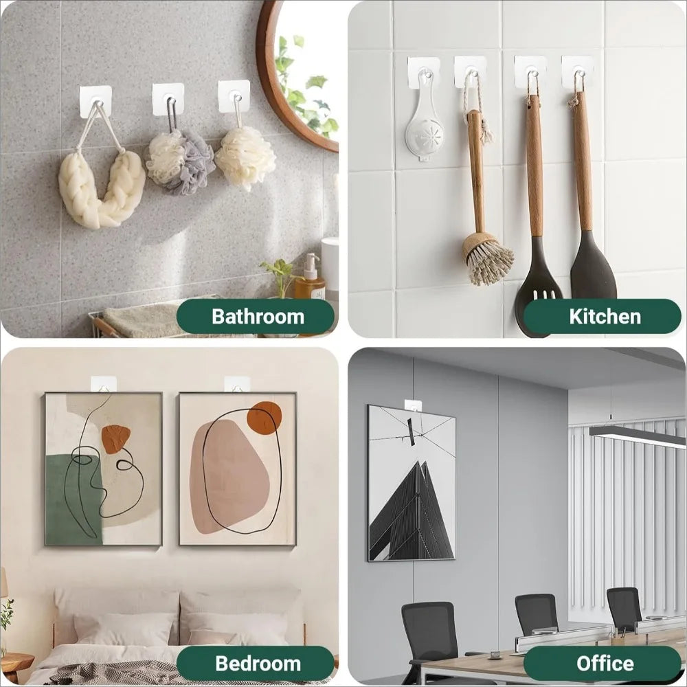 Adhesive Wall Hooks No-Drill Stainless Steel – 5 Pack Adhesive Wall Hooks Qme