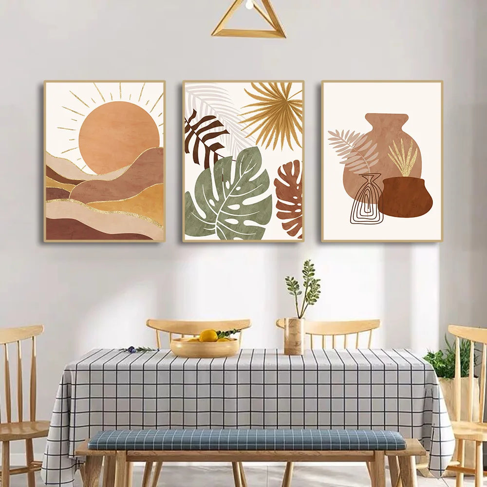 Boho Abstract Canvas Wall Art – Geometric Desert Print Canvas Wall Art Qst