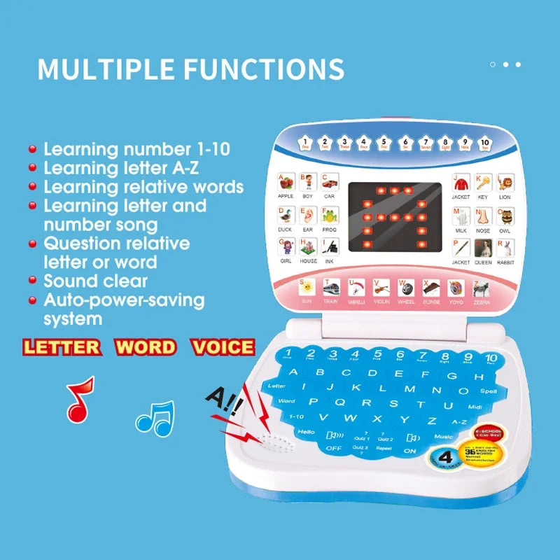 Kids English Learning Laptop Toy – ABC, Numbers & Spelling Kids Learning Toy Qme