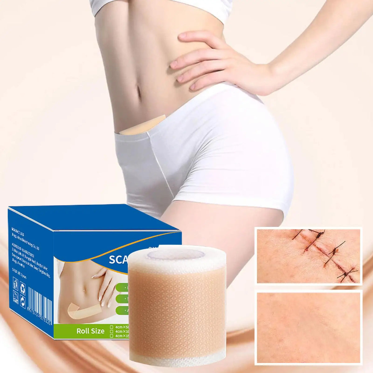 Silicone Scar Sheets Roll – Reusable Breathable Tape 4×50cm Silicone Scar Tape Qme