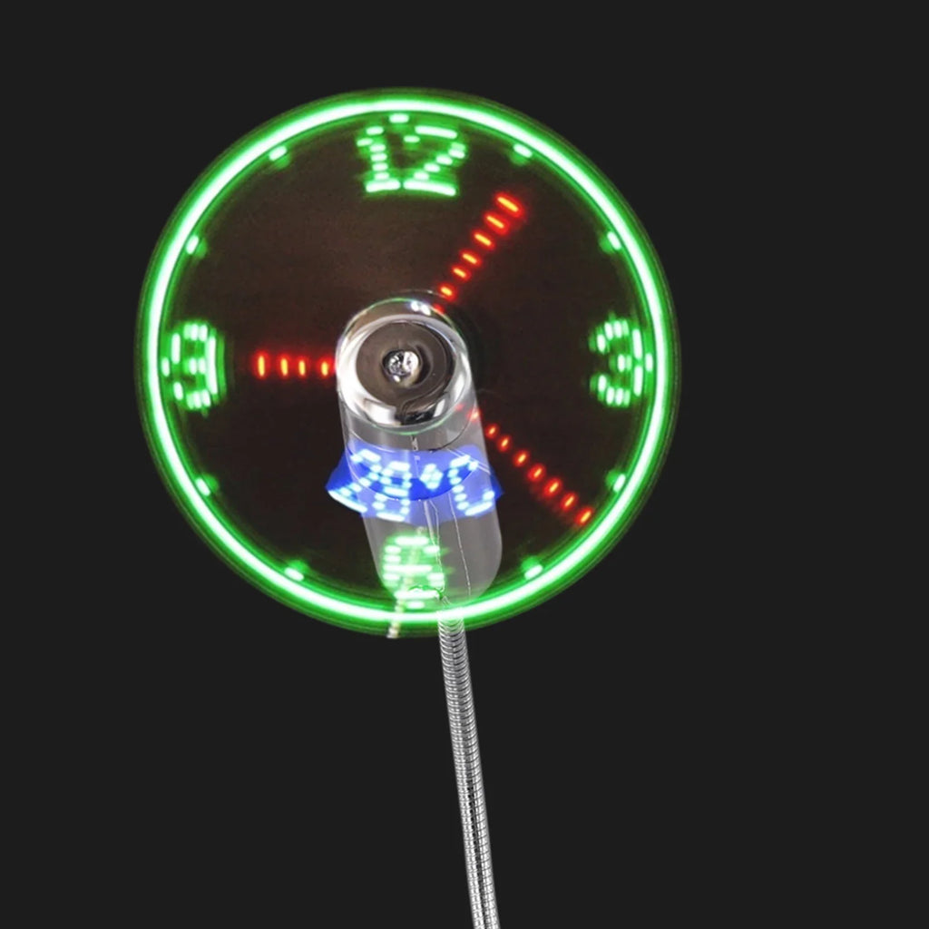 USB Desktop Fan with LED Clock & Temperature Display USB Desktop Fan Qme