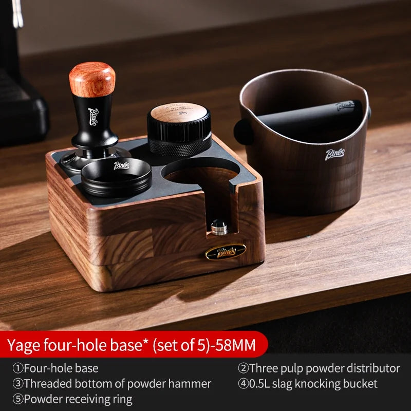 BINCOO 51/58mm Portafilter Storage Base Tamper & Distributor Set Espresso Barista Tool Set Qst 5 Pcs-58MM-A8