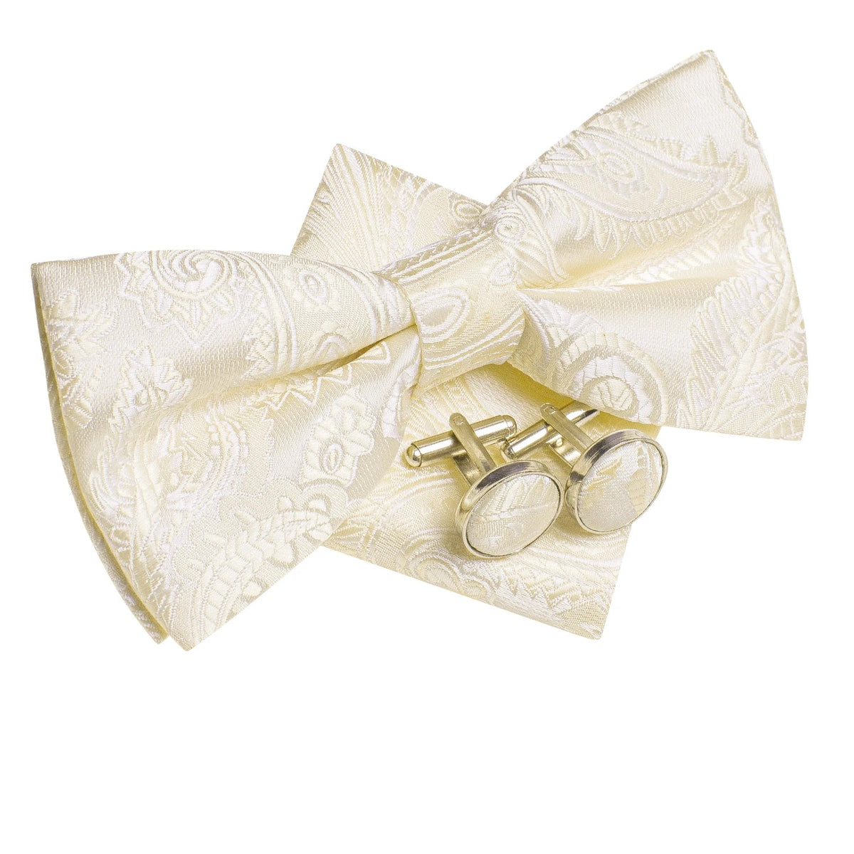 Men's Jacquard Floral Bow Tie, Pocket Square & Cufflinks Set Bow Tie Set Qme