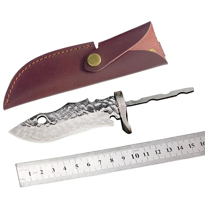 Damascus Steel Fixed Blade Knife Blank – DIY Billet 16cm Knife Making Blank Qst