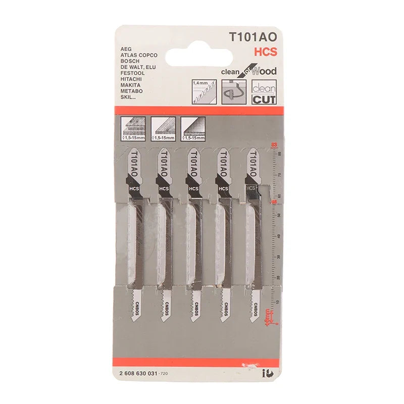T101AO T-Shank HCS Jigsaw Blades Wood & Plastic – 5 Pcs Set Jigsaw Blades Qme