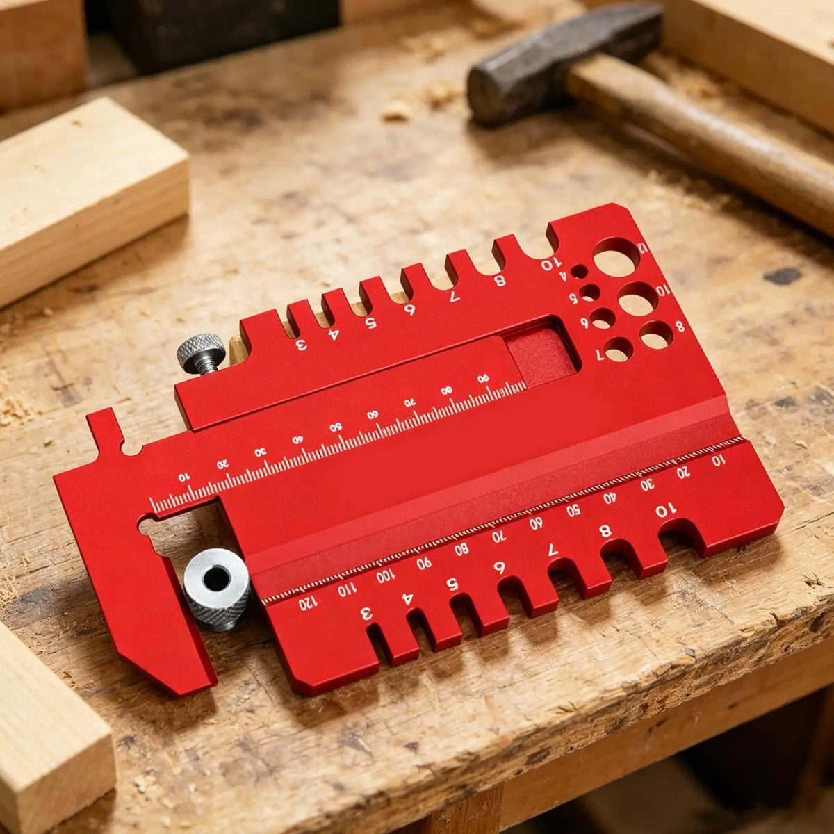 Woodworking Tenon Measuring Gauge – Aluminum Alloy Workshop Ruler Woodworking Measuring Gauge Qme