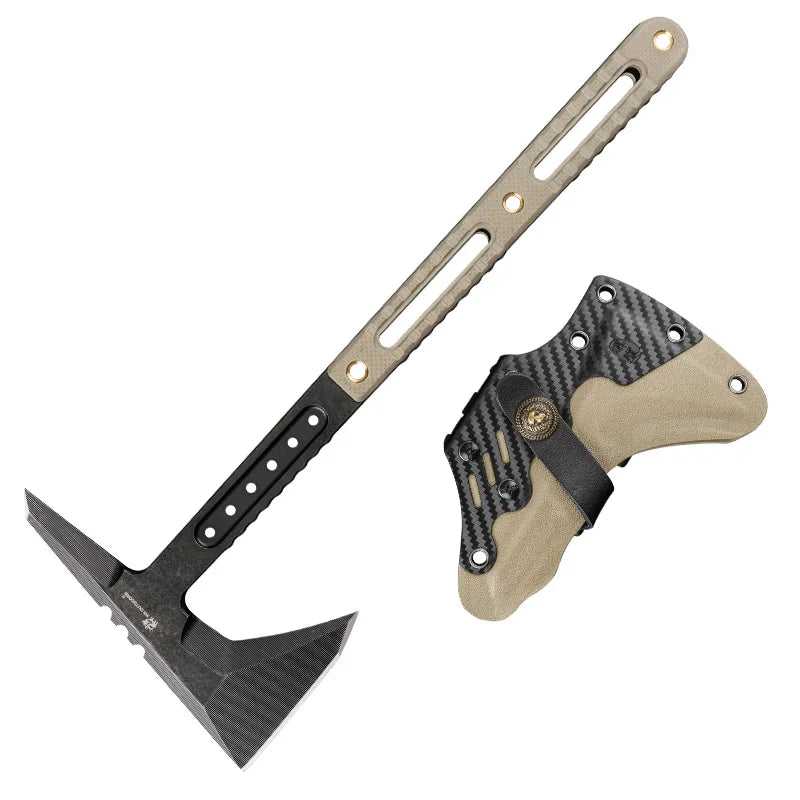 HX Outdoors DC53 Survival Axe – G10 Handle, Kydex Sheath Survival Axe Qst Beige China Mainland