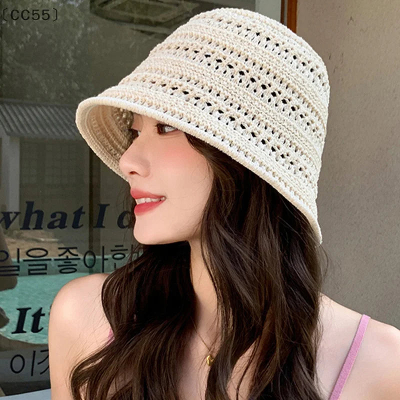 Women's Woven Bucket Hat – Breathable UV Sun Hat Woven Sun Hat Qst