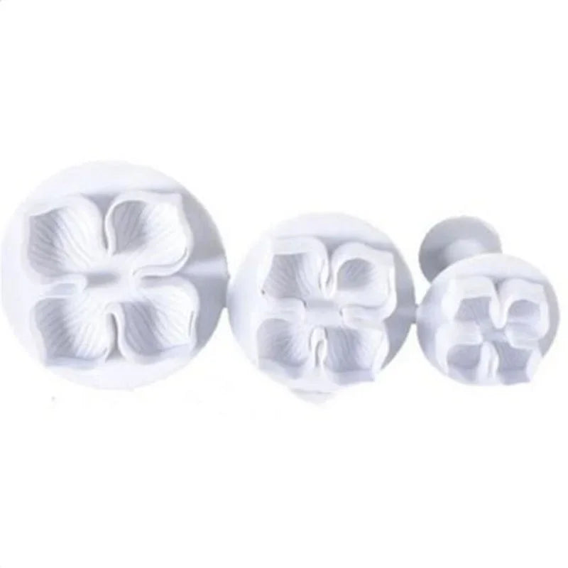 Silicone Hydrangea Fondant Plunger Cutter – 3-Piece Flower Mold Fondant Plunger Cutter Qme WHITE