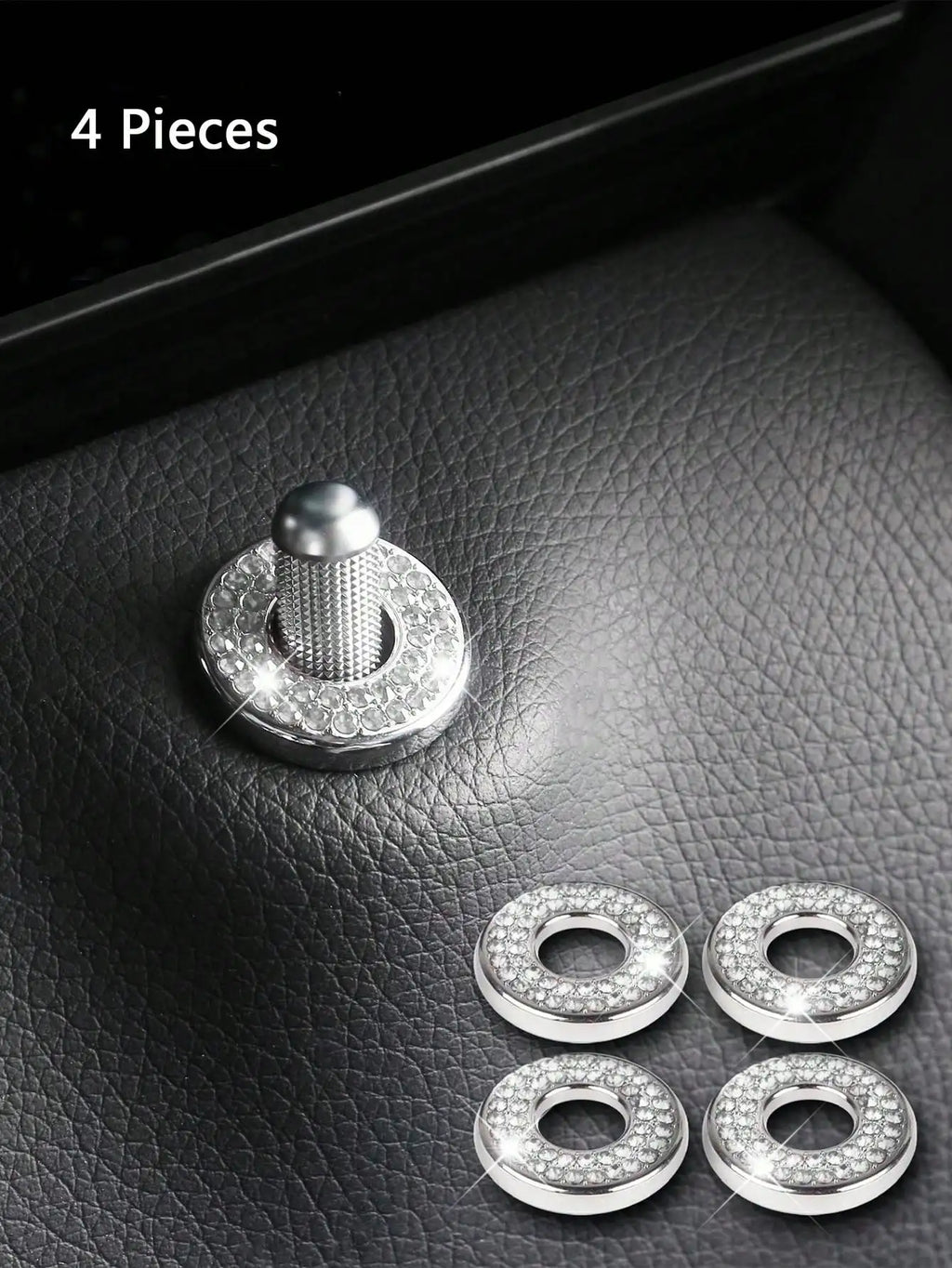 4-Pack White Door Lock Cap Rings for Mercedes-Benz Interior Car Interior Trim Qme Silver