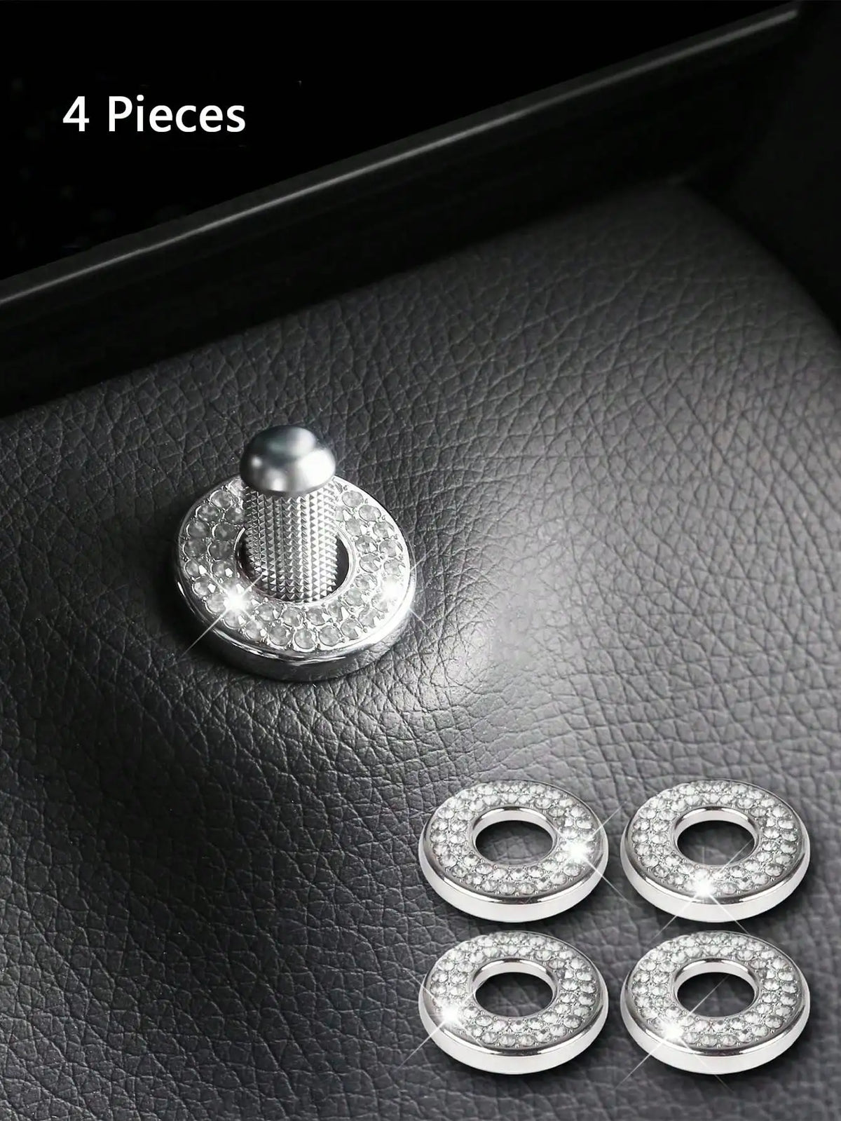 4-Pack White Door Lock Cap Rings for Mercedes-Benz Interior Car Interior Trim Qme Silver