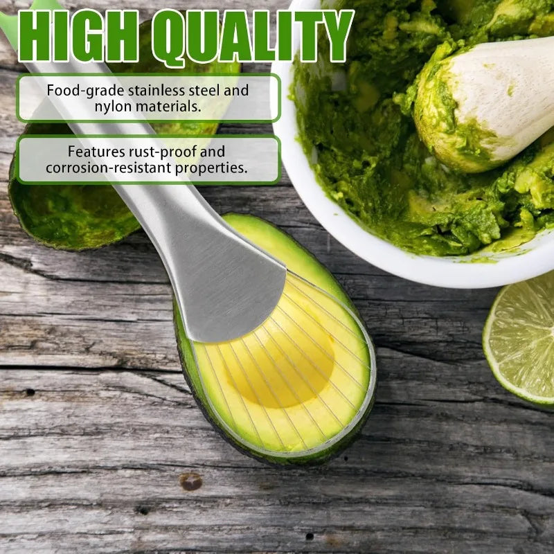 Stainless Steel Avocado & Kiwi Slicer with Paring Knife Fruit & Vegetable Slicer Qme