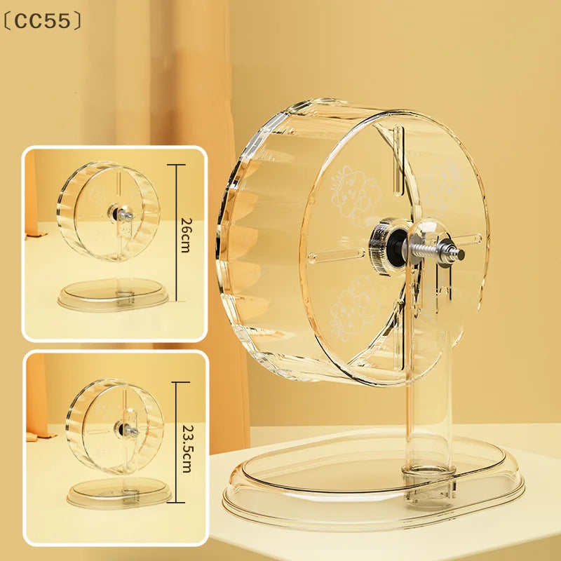 Acrylic Hamster Exercise Wheel with Stand – Transparent, Anti-Slip Hamster Exercise Wheel Qst