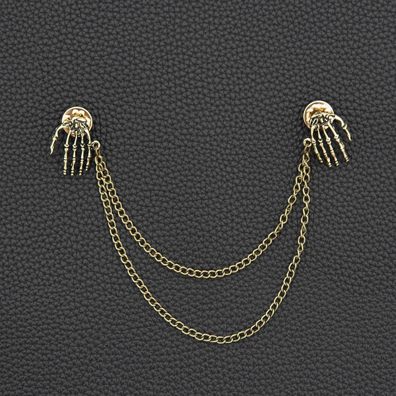 Punk Skull Collar Brooch Pin – Retro Steampunk Men & Women Brooch Lapel Pin Qme