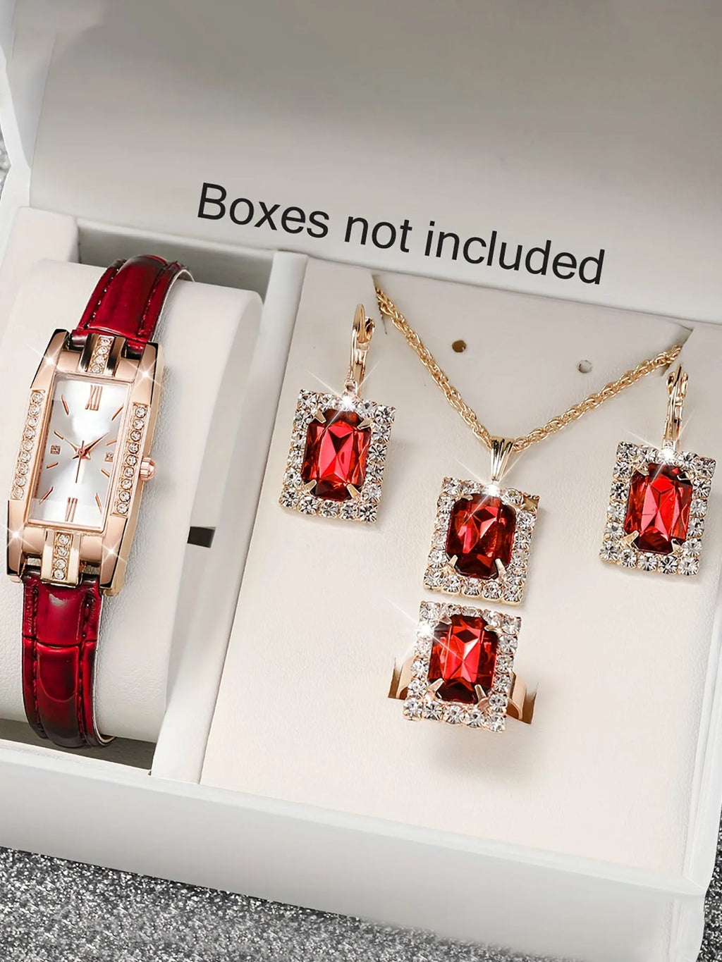 Red Gold Ruby Diamond Jewelry Watch | Elegant Timepiece Jewelry Fashion Watch Qme Red