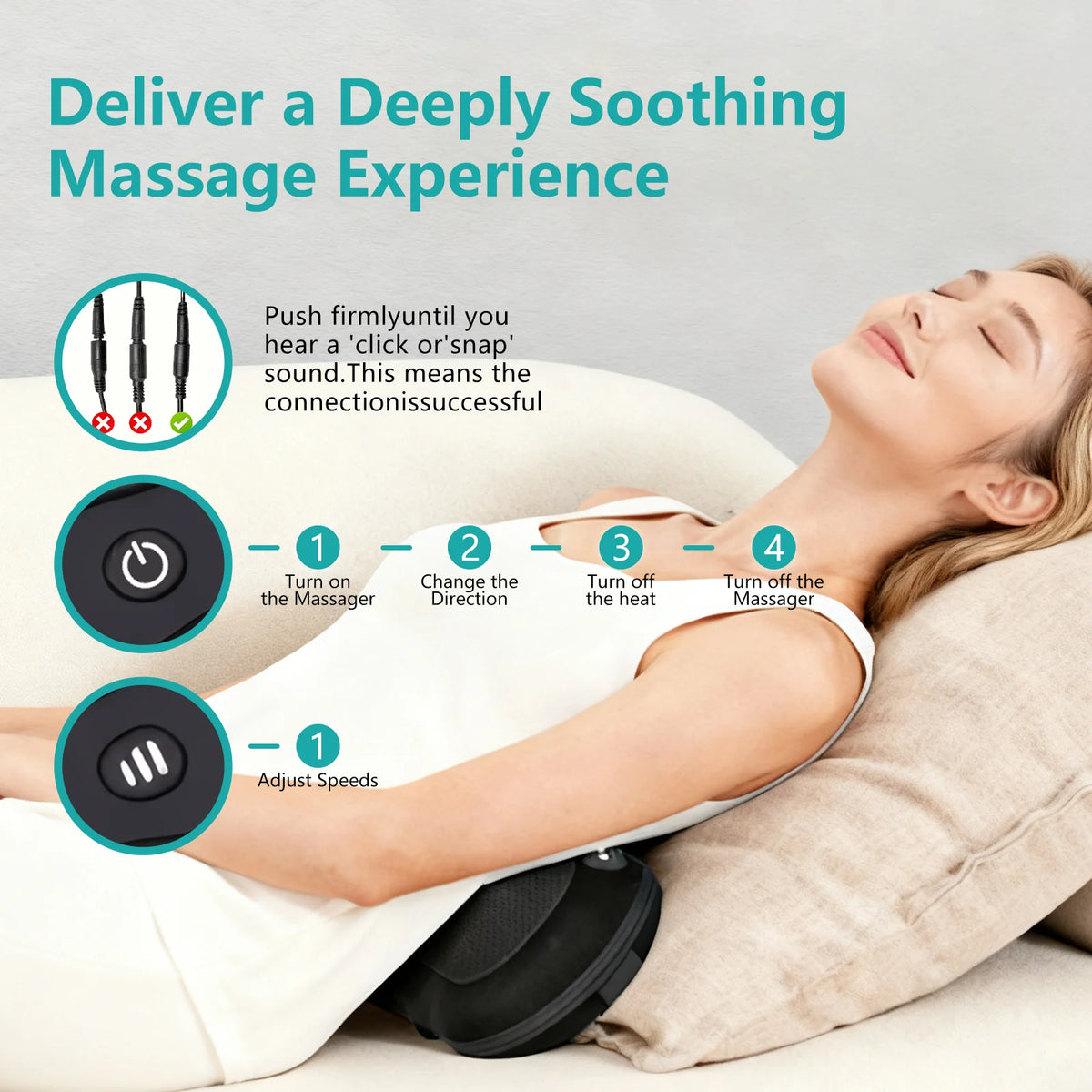 LEERCON 3D Shiatsu Neck & Back Massager Pillow with Heat Shiatsu Massager Pillow Qst